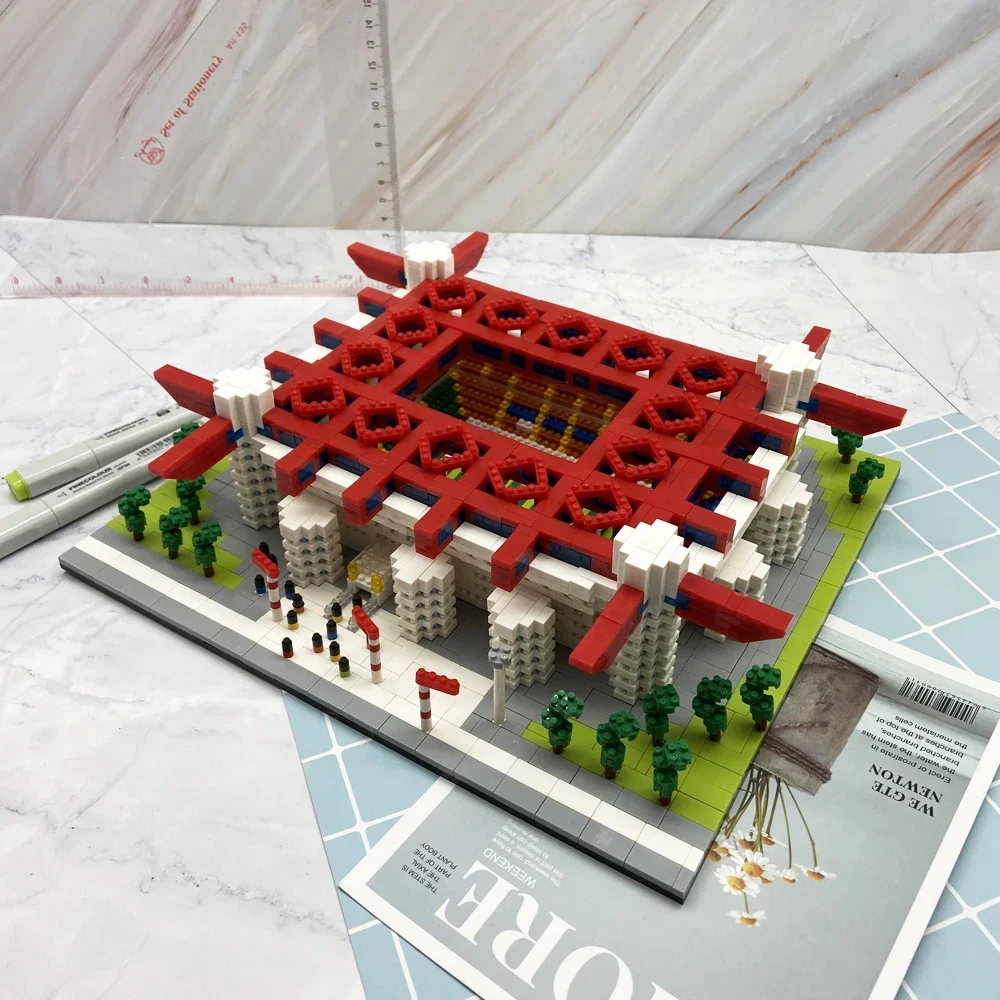 

Realistic 3D Football Stadium Model Micro Mini Building Block Toy-Football Fans' Favorite,Build Your Favorite Stadium,Home Decor