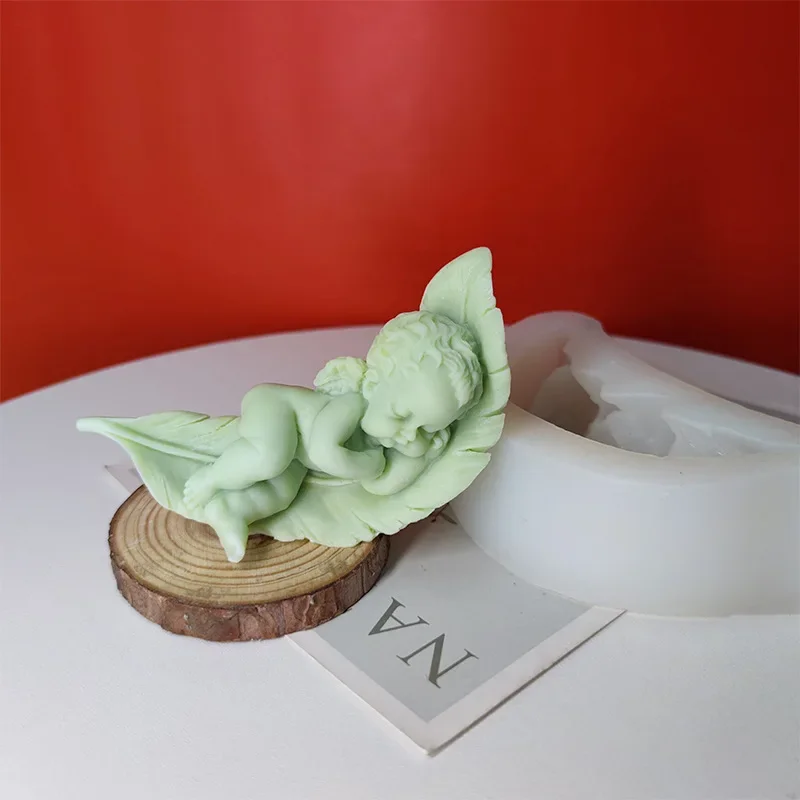 DIY 3D Leaf Baby Silicone Mould Sugarcraft Chocolate Cake Decoration Baking Mold Feather Sleeping Position Angel Baby