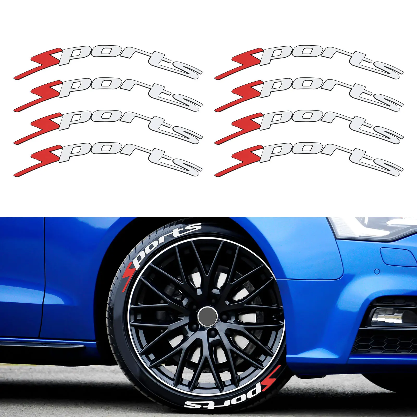 

8pcs Car 3D Letters Rubber Sticker Set Car Tire Wheel Sticker Decal Moldings Trims Rubber 8 Letter Tire Decals Accessories