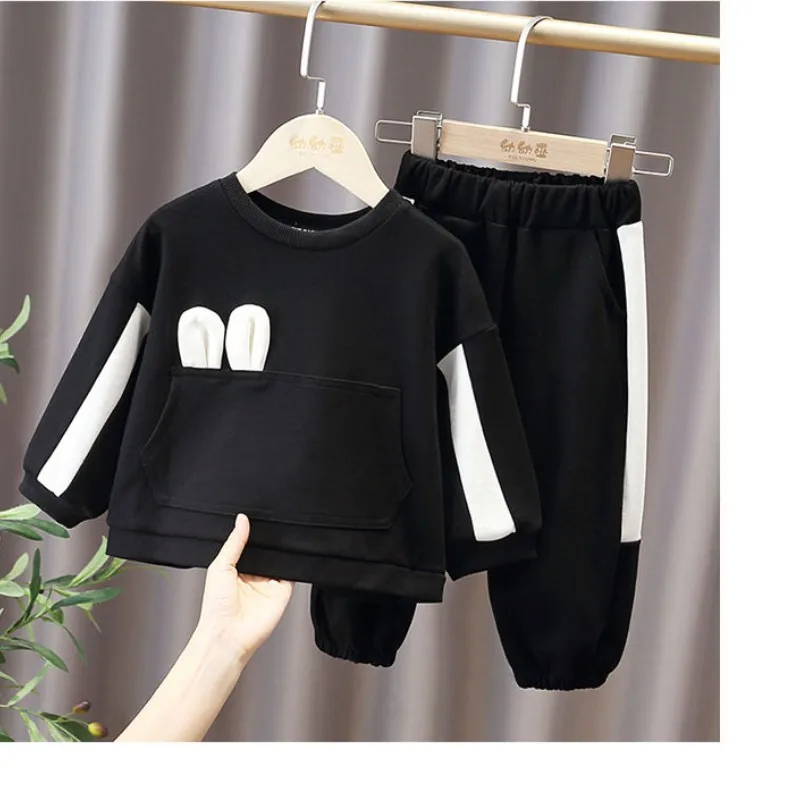 Girls Baby Clothes Set 2023 New Spring and Autumn Fashionable and Fashionable Children\'s Cute Loose Sweater Pants 2PCS Set