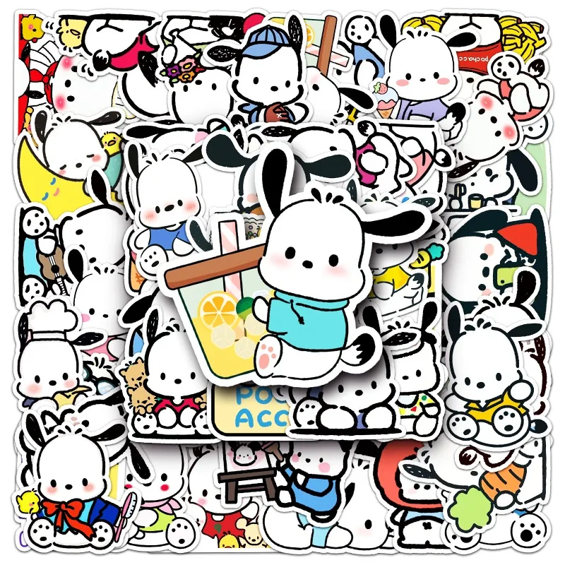 50 Stuks Sanrio Pochacco Stickers Anime Pochacco Stickers Voor Scrapbooking Laptop Koffer Waterdichte Sticker Sticker Kid Speelgoed