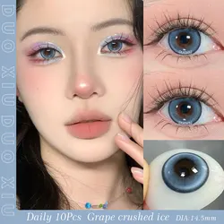 Duoxiu 10Pcs Daily Natural Contact Lenses Disposable with Myopia Correction Glasses Myopia Colored Blue Lenses Free Shipping