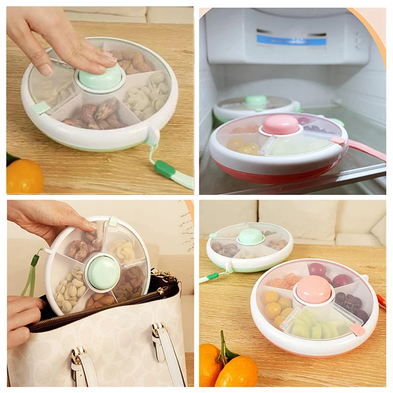 Rotating Snack Container Kids Snack Spinner Bundle Candy Box Portable Snack Storage Box Table Melon Seed Plate Storage Boxes