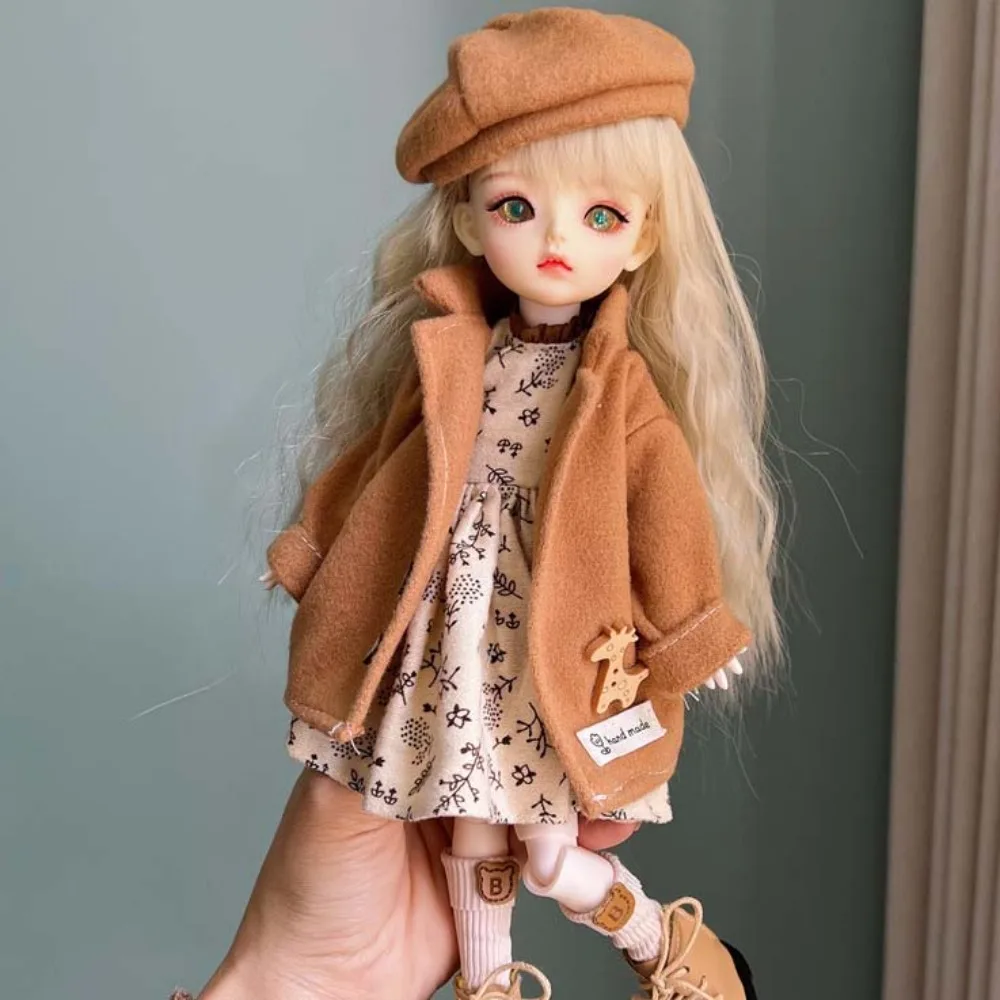 Diy bonito vestido 30cm roupas vestir-se casaco chapéu terno de inverno bonito doce artesanal 1/6 bjd roupas acessórios