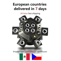 DMX 10X10W 6 Head Moving Head Beam Light RGB Laser Strobe Light DMX Stage Light RGB Beam Light Rotating Disco Party Bar