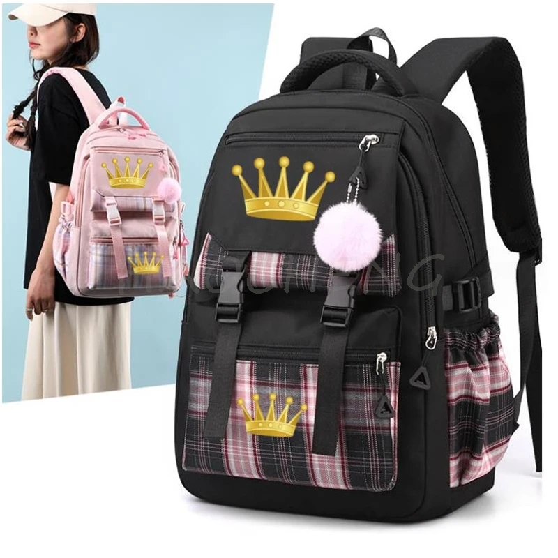 Fashion Queen Print Female Travel College Backpack Girls School Backpack Trendy Lady Cute Laptop Student Book Bag Teen Nylon