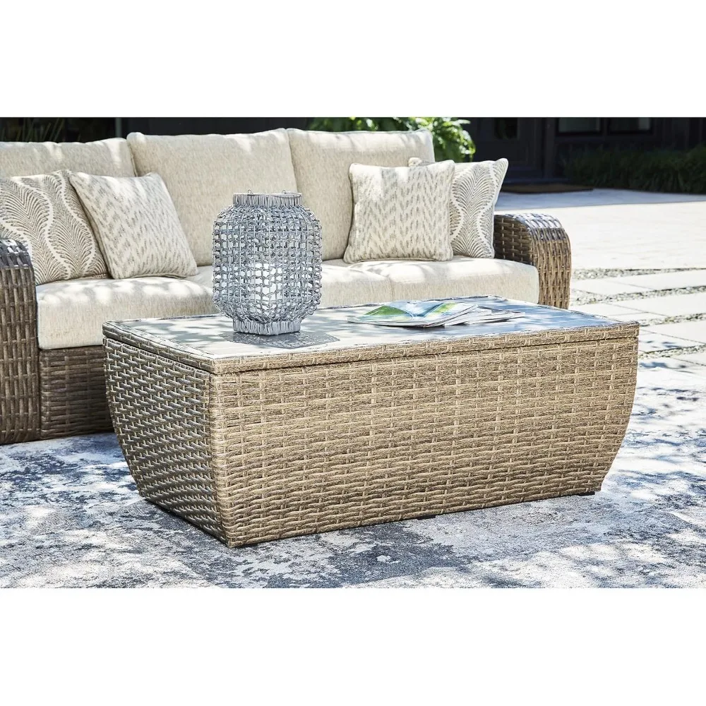 

28.5"D X 49"W X 18.38"H Outdoor Table, Durable All-weather Resin Wicker, Casual Rectangular Patio Table