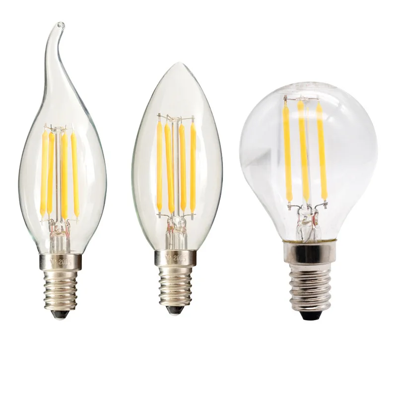 Bombilla de filamento LED E14, Bombilla Retro de vidrio Edison para decoración del hogar, C35/C35L/G45