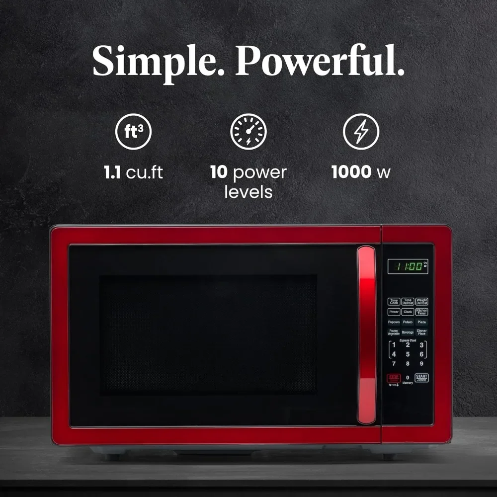 Microwave Ovens, Countertop Microwave, 1000 Watts, 1.1 cu ft, LED Lighting and Child Lock, Easy Clean,Microwave Ovens