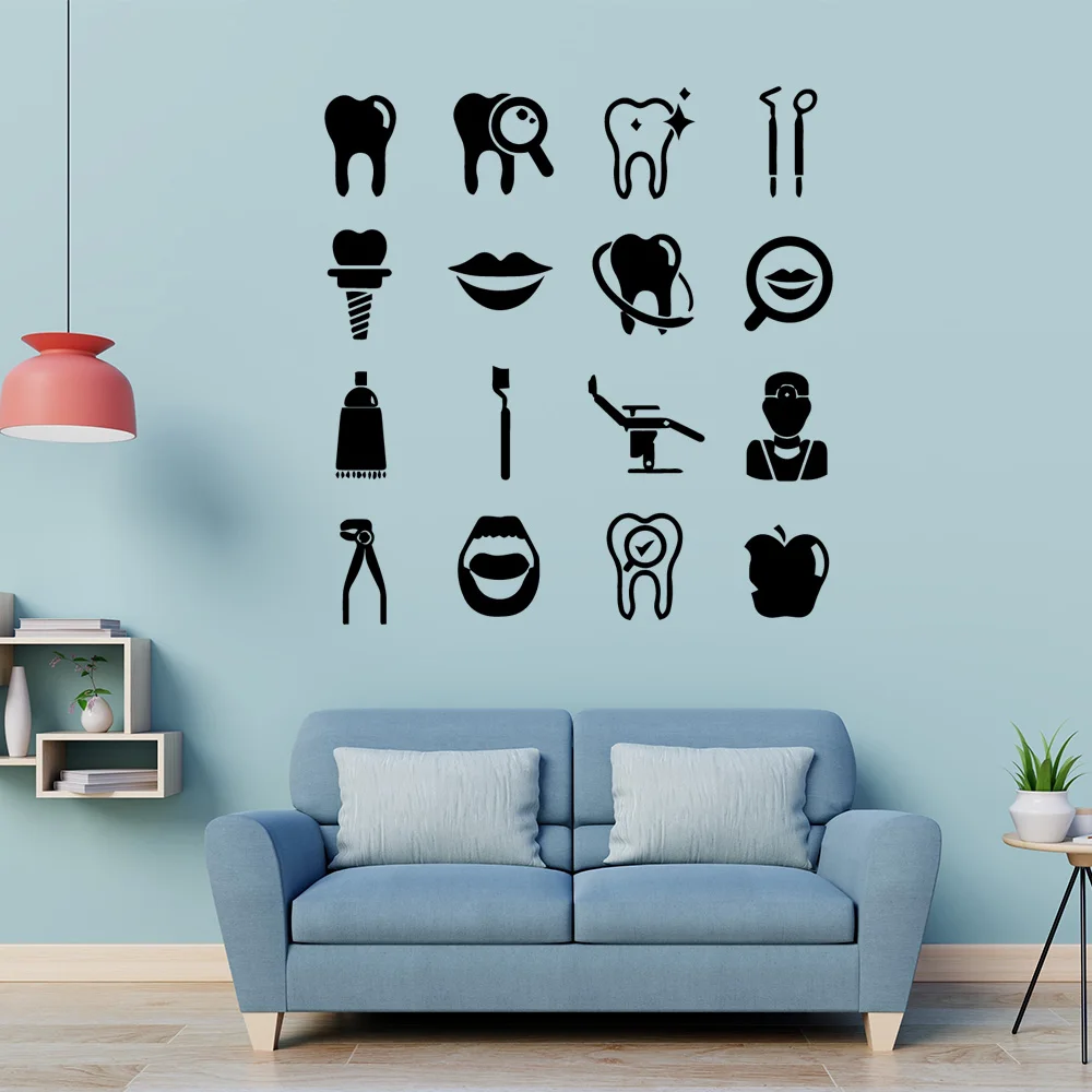 1 pc hot sale 10 style teeth care Dentistry wallpaper Home Decoration Accessories wallsticker For clinic Decoration vinyl wall