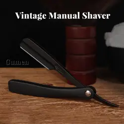 Barber Shop Zinc Alloy Manual Men Straight Edge Razors With Feather Blade ABS Handle Hair Removal Shaver Folding Shaving Knife