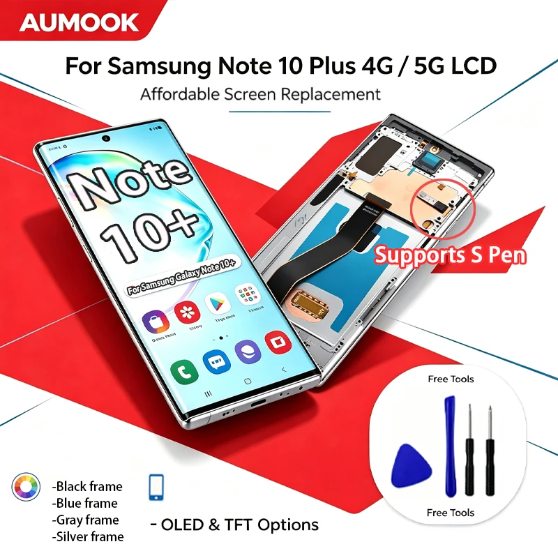 New AMOLED LCD Note10 Plus N975F Touch Screen Digitizer For Samsung Galaxy Note10+ 4G 5G Replacement Repair Phone Spare Parts