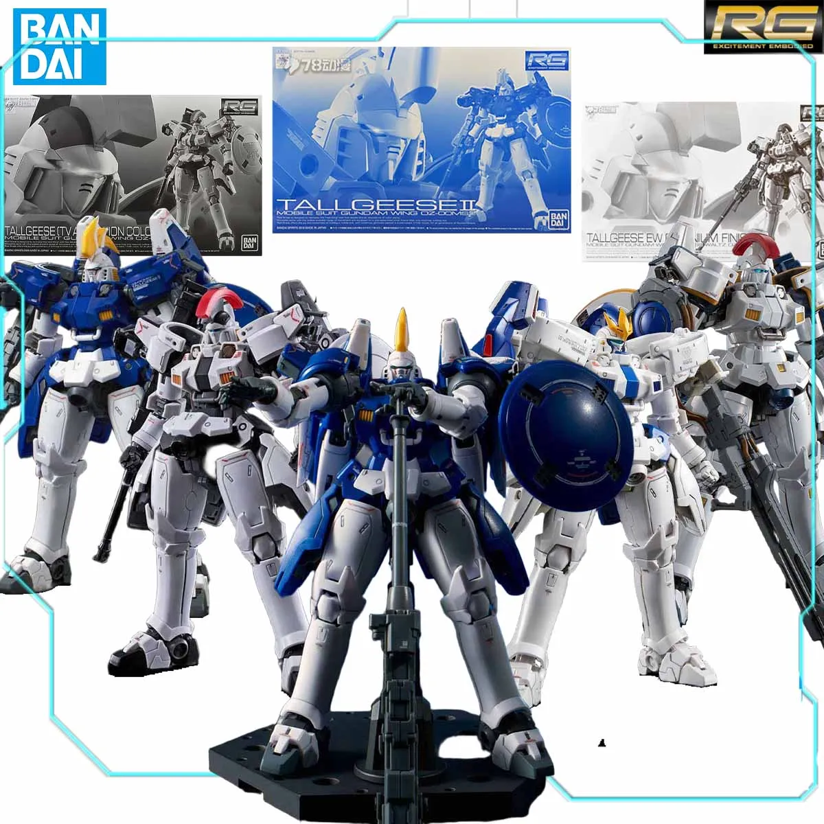 Bandai Model Kit RG 1/144 TALLGEESE EW And TALLGEESE (TV ANIMATION COLOR Ver) Gundam Anime Action Figures Assembly Model Toy