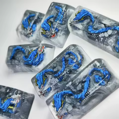 China Dragon Loong Artisan Resin Keycaps 1/1.25/1.5/1.75/2/2.25/2.75u SA Profile Enter Custom Key cap For Mechanical Keyboard