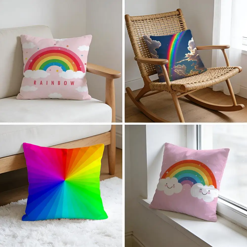 

Наволочка из стираного льна «Радуга», мягкая, дышащая, декоративная, для дивана, домашняя наволочка для подушки