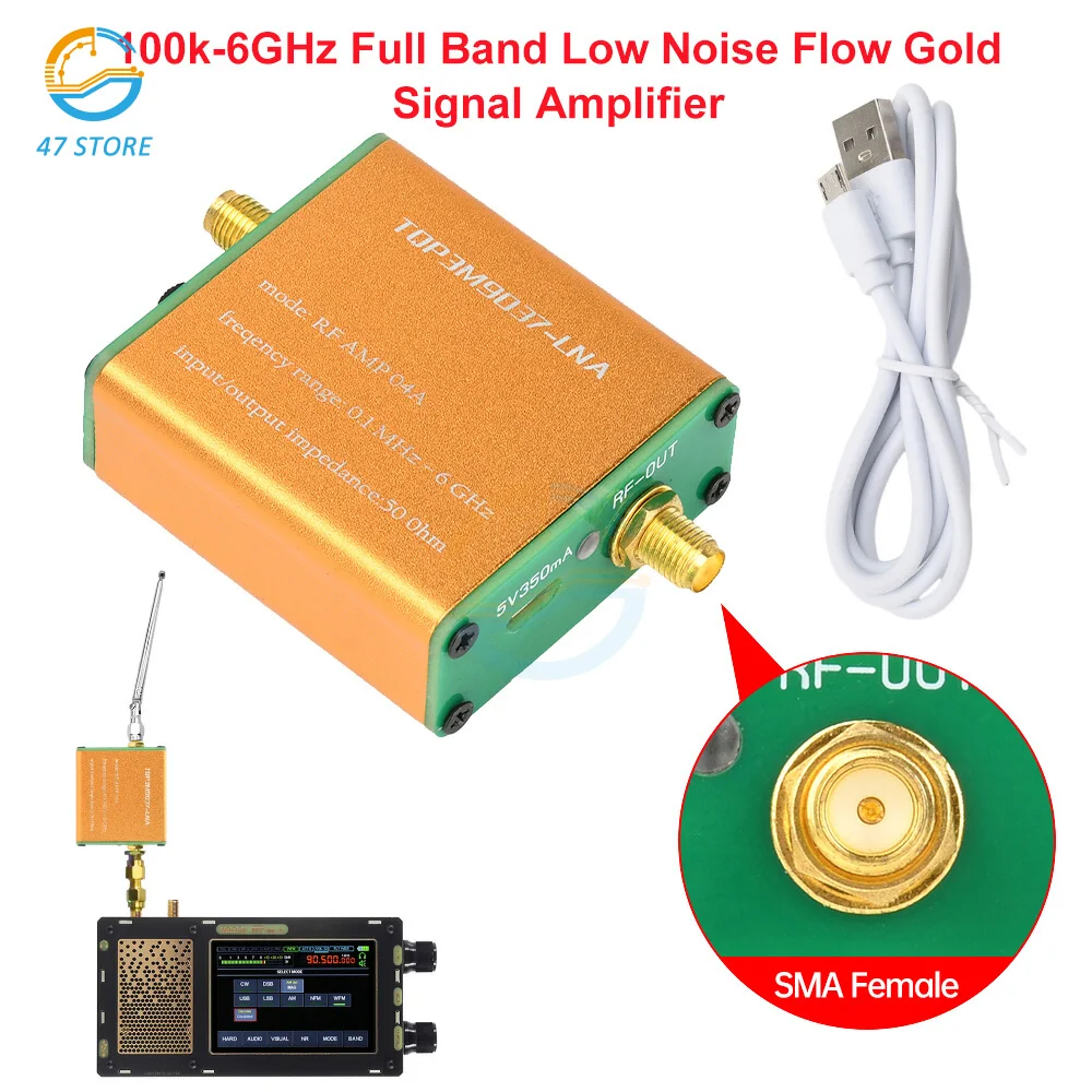 

100k-6GHz Full Band Low Noise Flow Gold Signal Amplifier TQP3M9037-LNA Radio Signal Enhancer 50 Ohms
