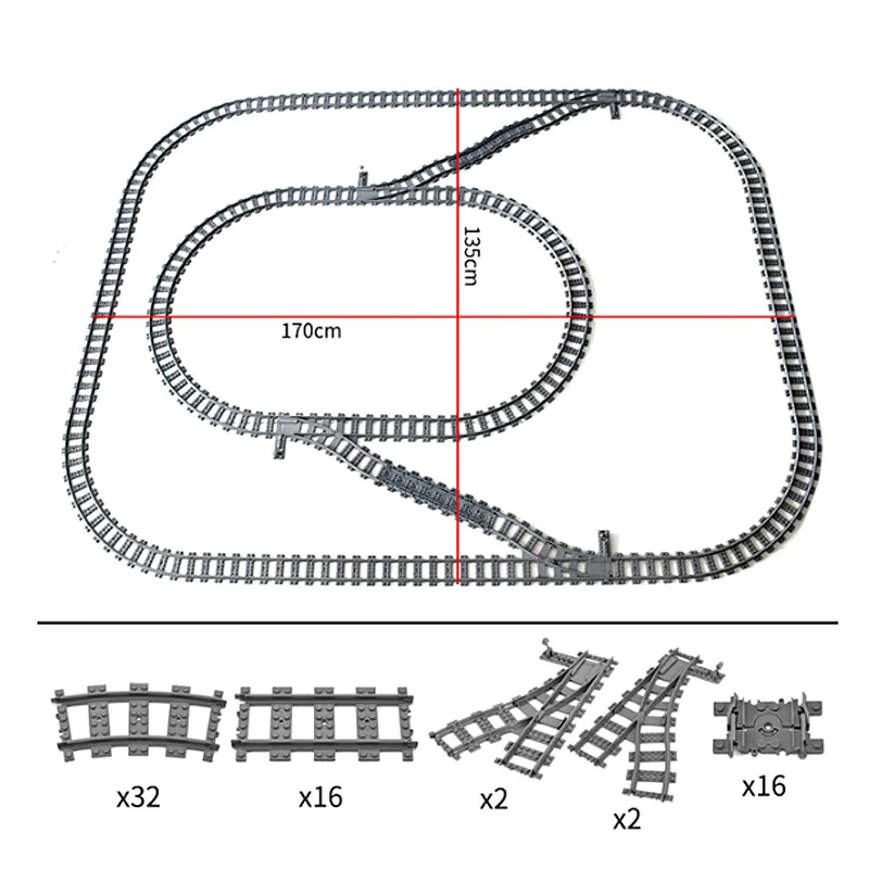 Compatibel Met Lego-Treinrailcombinatie Scène Moc Bouwstenen Diy Cross-Track Spoorbrug Stenen Speelgoed Treinwagon