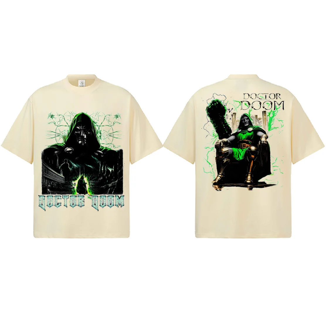 Doctor Doom Doppelseitiges Grafik-T-Shirt Unisex Oversized Superschurke Lässiges Baumwoll-Kurzarmshirt Vintage Streetwear für Partys – Detail 5