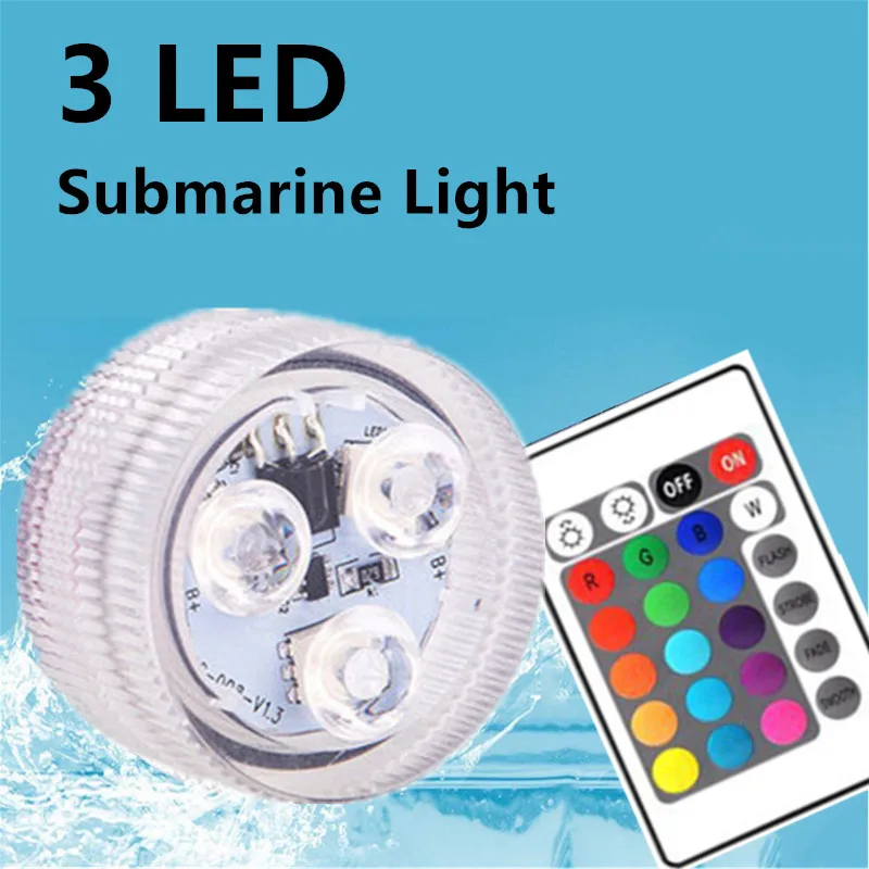 Battery Powered LED Underwater RGB Submersible Lights IP68 Waterproof Swimming Pool Night Atmosphere Lamp Decor Wedding Party