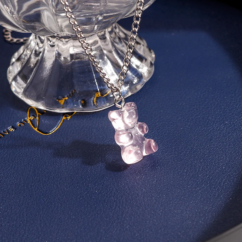 Aihua neue große Süßigkeiten Farbe Gummibärchen Halskette für Frauen Kinder kreative Harz Bär Anhänger Halskette Ohrring Geburtstag Schmuck Geschenke – Detail 31