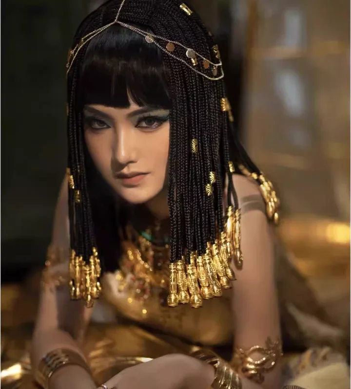 Parrucca Cleopatra Accessori per capelli di Halloween Copricapo cosplay Anime Nightclub Treccia sporca Spettacolo di danza