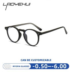 Higher Quality Women Myopia Glasses Tr90 Round Eyewear Frame Men Anti Blue Light Lenses Optical Prescription Reading Eyeglasses