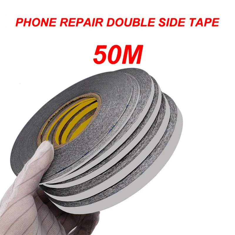 50meter 1/2/3/5/6/8/10/12mm Double-sided Tape For American Ultra-thin White Strong Sticky Glue Tape DIY Leather Craft Tools