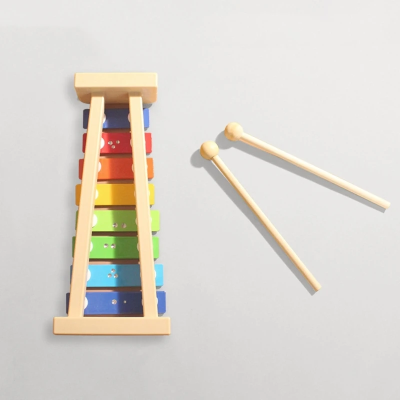 Kid Musical 8-tone Harp Orff Educatief Speelgoed Instrumenten Hout Regenboog Kleur 8-tone Harp Orff voor Kinderen presenteert