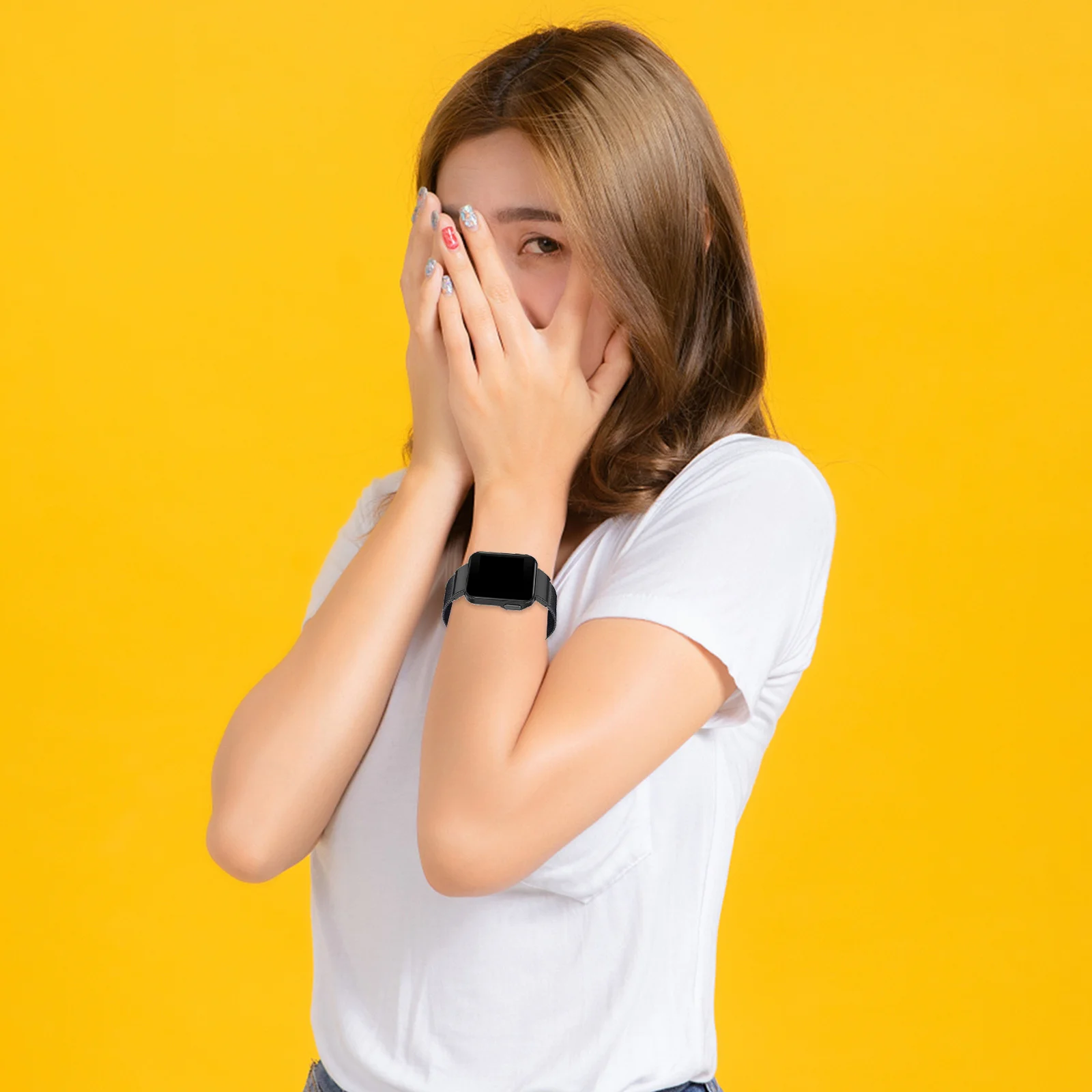 

Metal Watch Strap Stainless Steel Smartwatch Band Quick Release Adjustable Replacement Compatible with Mi Watch Business