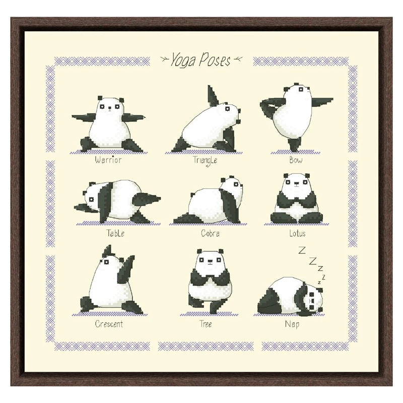 Panda yoga kit punto croce filo di cotone 18ct 14ct 11ct conteggio ricamo cuciture tela giallo chiaro