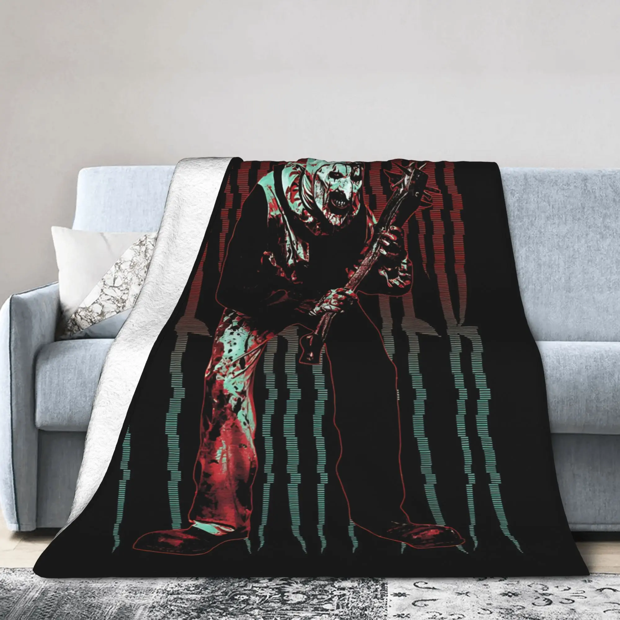 Terrifier Art The Clown Blankets Coral Fleece Plush Printed  Breathable Super Warm Throw Blanket for Bed Office Bedspreads