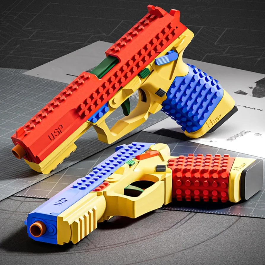 SIG17/USP Bausteine-Spielzeugpistole mit Hülsenauswurf, Dauerfeuer, Airsoft Blowback, leere Hülse hängend, Spielzeugpistole für Outdoor CS-Spiele – Detail 12