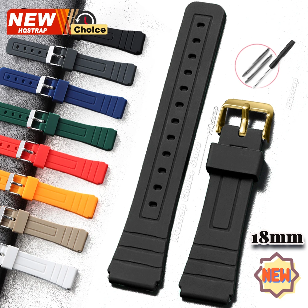 Buntes 18-mm-Band aus weichem Silikon für Damen und Herren, wasserdichtes Armband, universelles Gummi-Uhrenarmband für quadratische A168/158/159/F91W