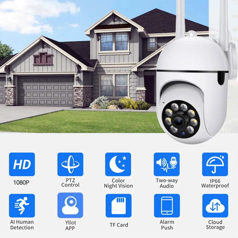 5G Security WIFI IP Camera Audio CCTV Surveillance Outdoor 1080P Night Full Color Wireless PTZ Motion Tracking Cameras