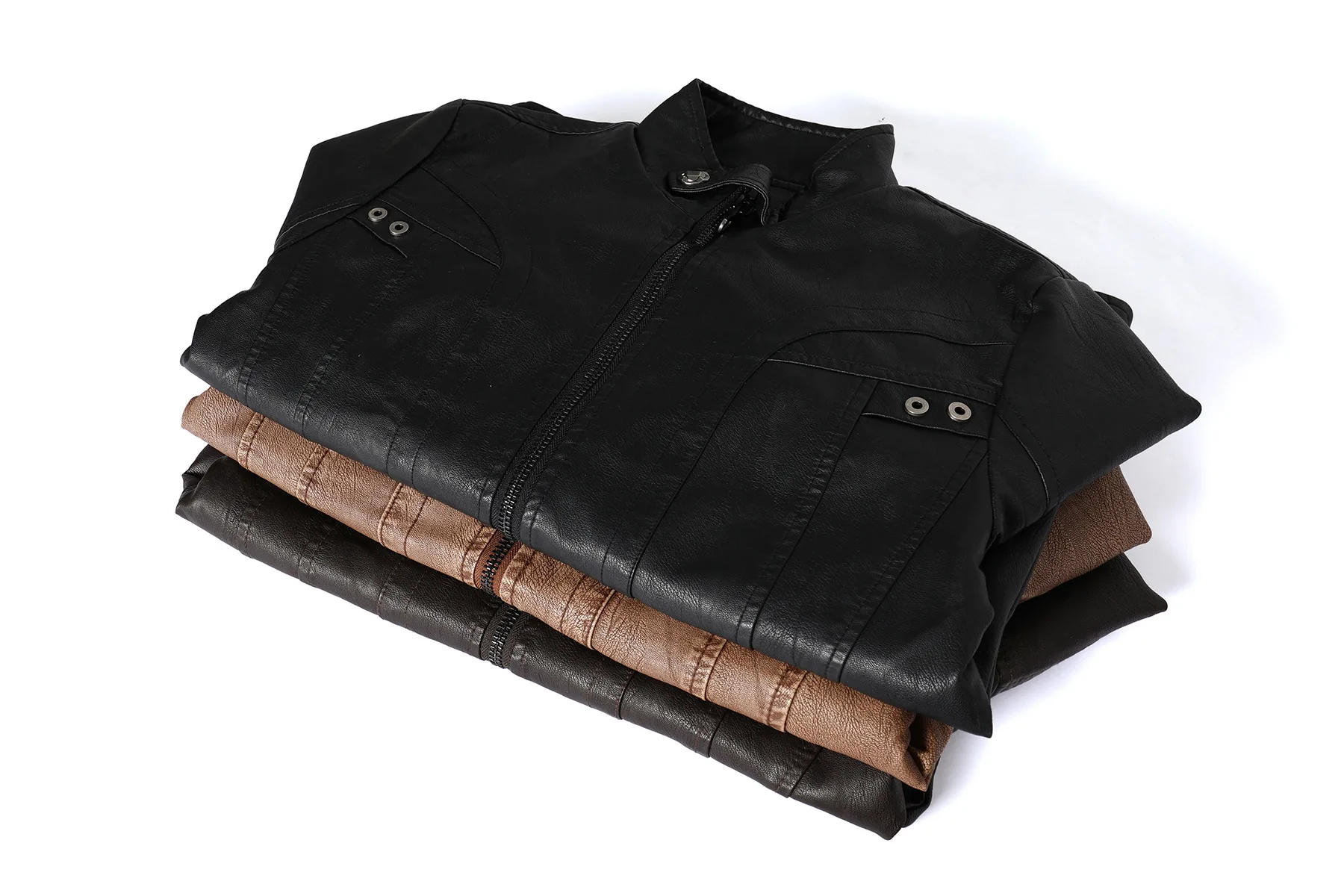 

Leather jacket men's leather jacket European and American fashion slim fit motorcycle PU plus velvet leather jacket trendy coats