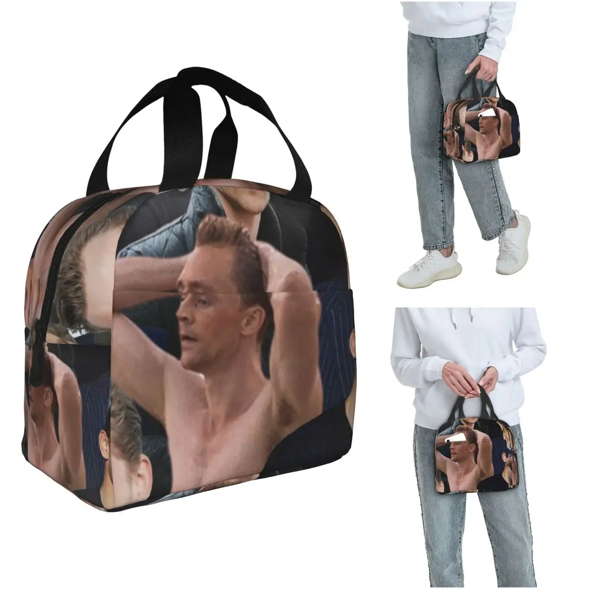 Tom Hiddleston Photo Collage  Insulated Lunch Bag for Women Kids Leakproof Food Boxes Thermal Lunch Box Tote