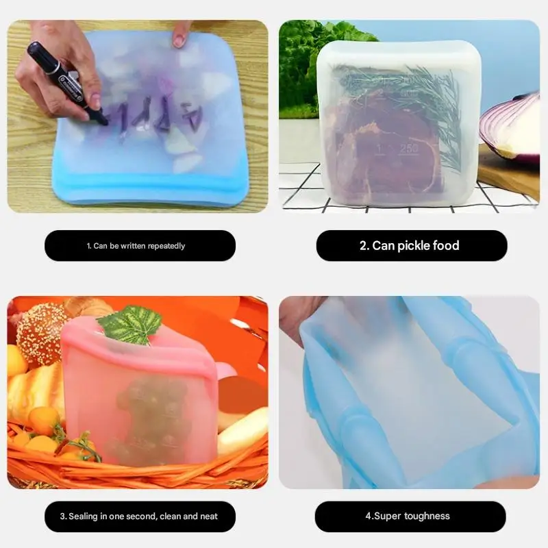 Silicone Storage Bag,Multipurpose Reusable Food Grade Fresh-keeping Containers for Microwave,Refrigerator