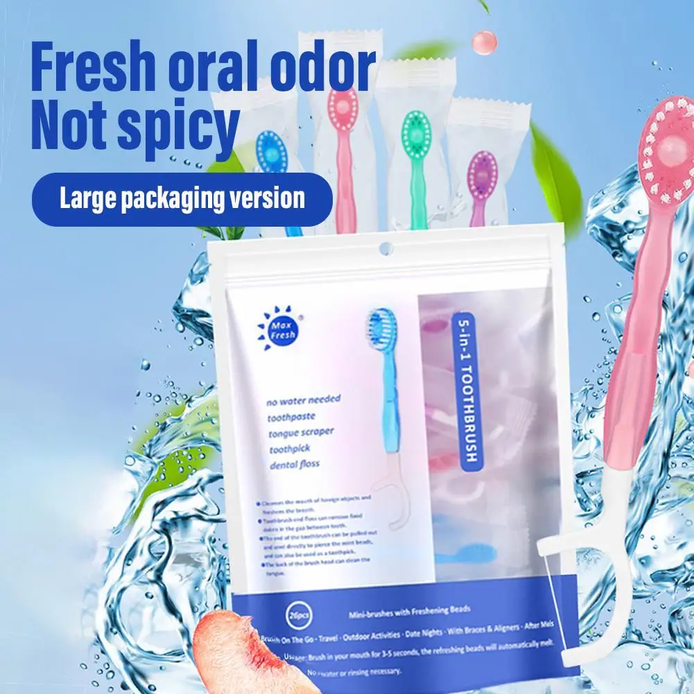 

Зубная щетка 5-в-1, 12 шт./компл., инструменты для чистки полости рта (паста, щетка, нить, выбор), одноразовые дорожные зубные щетки в индивидуальной упаковке