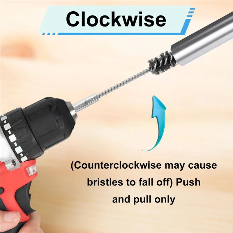 AT05-8Pcs Bore Brush, Stainless Steel Wire Brush Drill Attachments With 1/4 Inch Hex Shank Twisted Wire Cleaning Tools