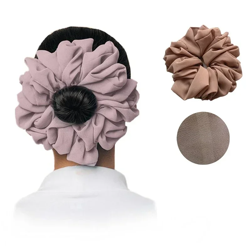 Big Size Chiffon Scrunchies For Muslim Women Custom Elastic Volumizing Oversized Neat stitching Malaysian Bunch Hair Tie - Image 3