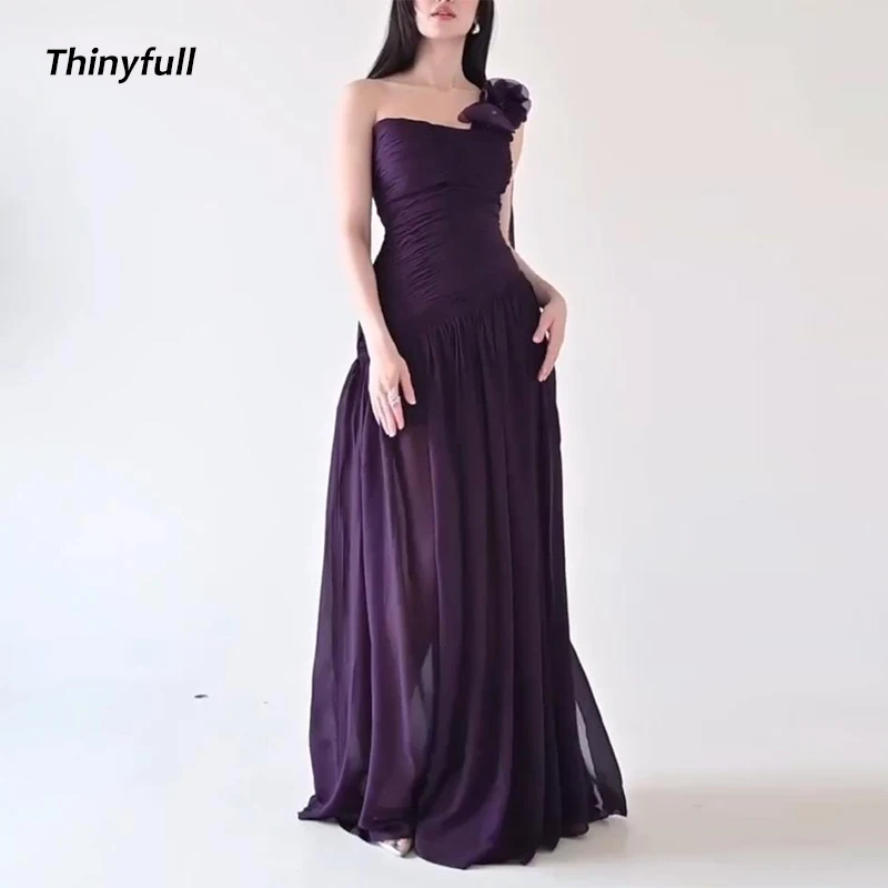 

Thinyfull A-line Arabic Prom Dress Chiffon Sleeveless Strapless Evening Dresses Formal Occasion Gown Robe De Soirée Customized