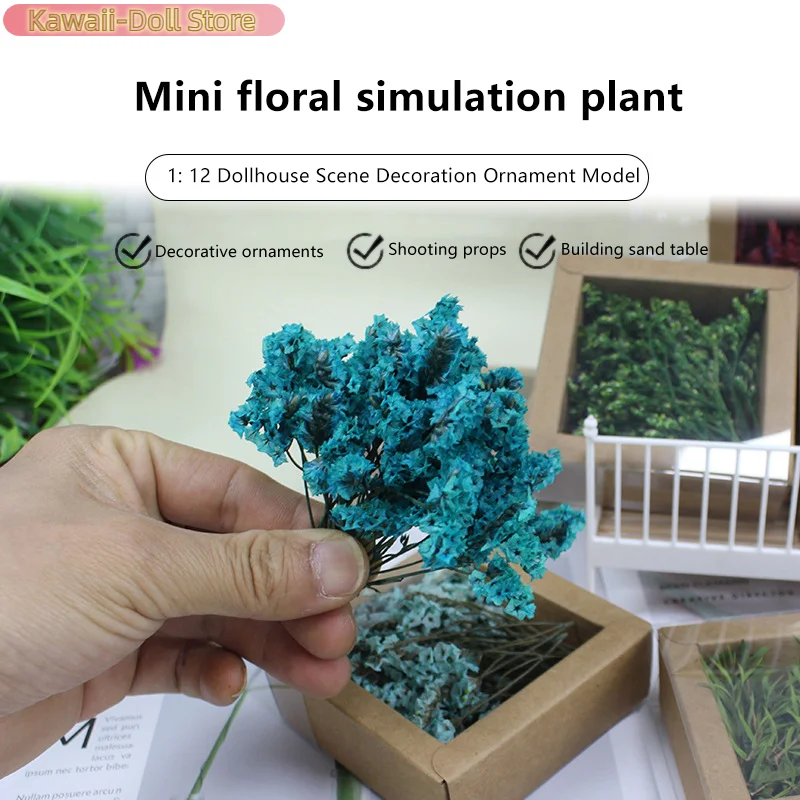 1/12 casa de bonecas flores secas caixa de presente modelo casa de bonecas mini buquê de flores secas decoração brinquedos casa de bonecas acessórios