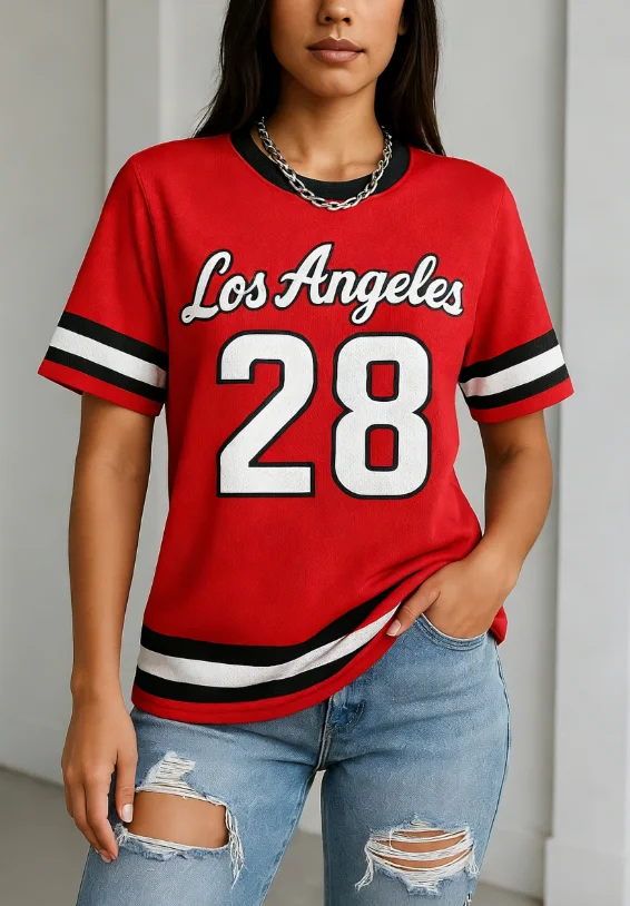 Paar Outfits Los Angeles Print Rundhals Kurzarm Tops T-Shirt Sommer Grafik Baseball Trikots Plus Size Sport T-Shirt