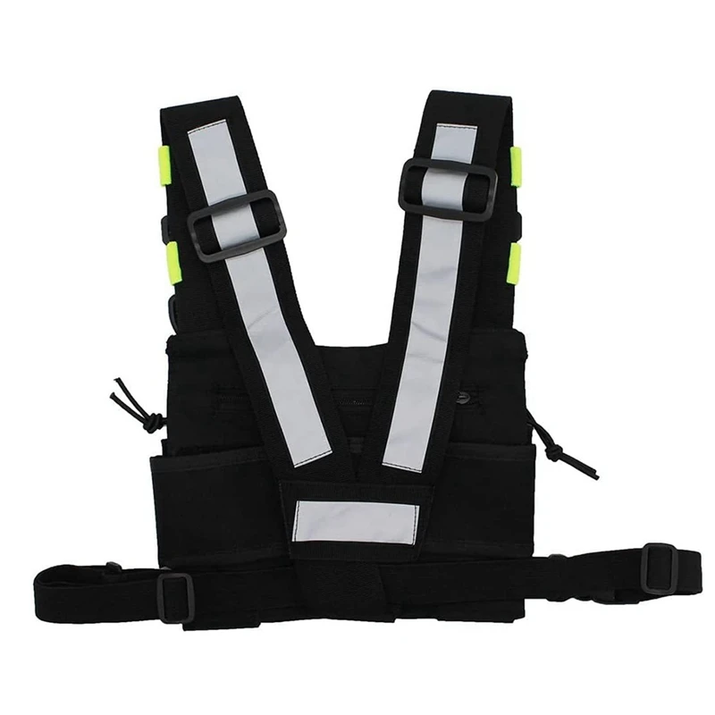 Walkie Talkie Double Chest Bag Radio Reflective Chest Harness Holder Bag Vest Rig Walkie Talkies Front Pack Pouch Case