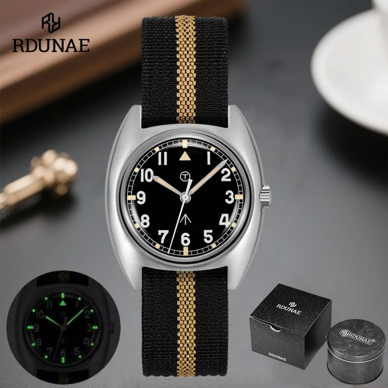 

RDUNAE 2025 Новые мужские кварцевые часы Miyota Super 2035 RA02 G10 Ретро Военный пилот из нержавеющей стали Светящиеся Reloj Hombre