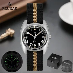 RDUNAE 2025 New Men Quartz Watch Miyota Super 2035 RA02 G10 Retro Military Pilot Stainless Steel Luminous Reloj Hombre