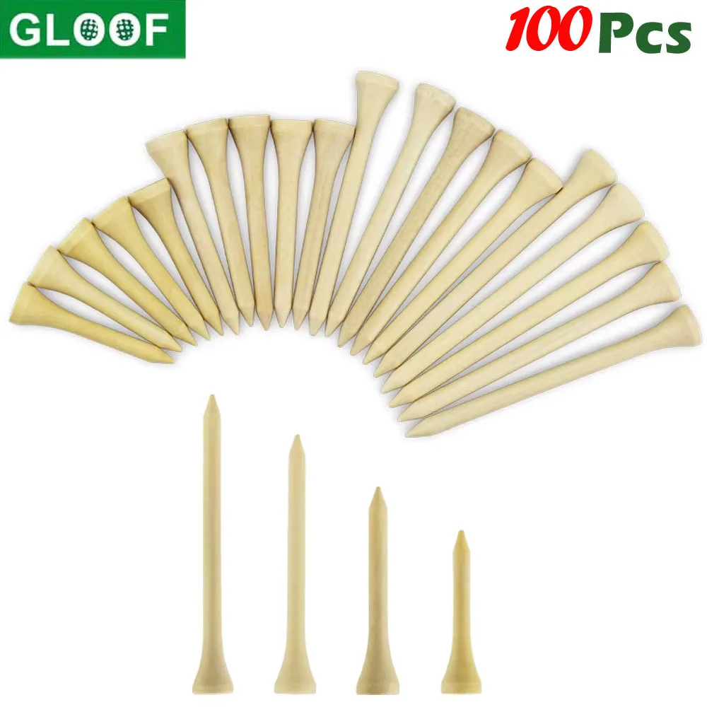

Pack 100 Pcs Golf Tees 4 Sizes Wooden Bamboo Golf Ball Holder Wholesale Golf Accessories Practice Drop Ship