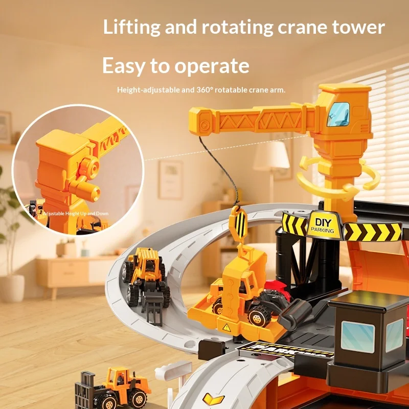 Pista de carreras de garaje, coche deslizante, juguetes para estacionamiento, coche de varias plantas, estacionamiento, policía de fuego, ingeniería, Mini vehículo de juguete para regalo para niños