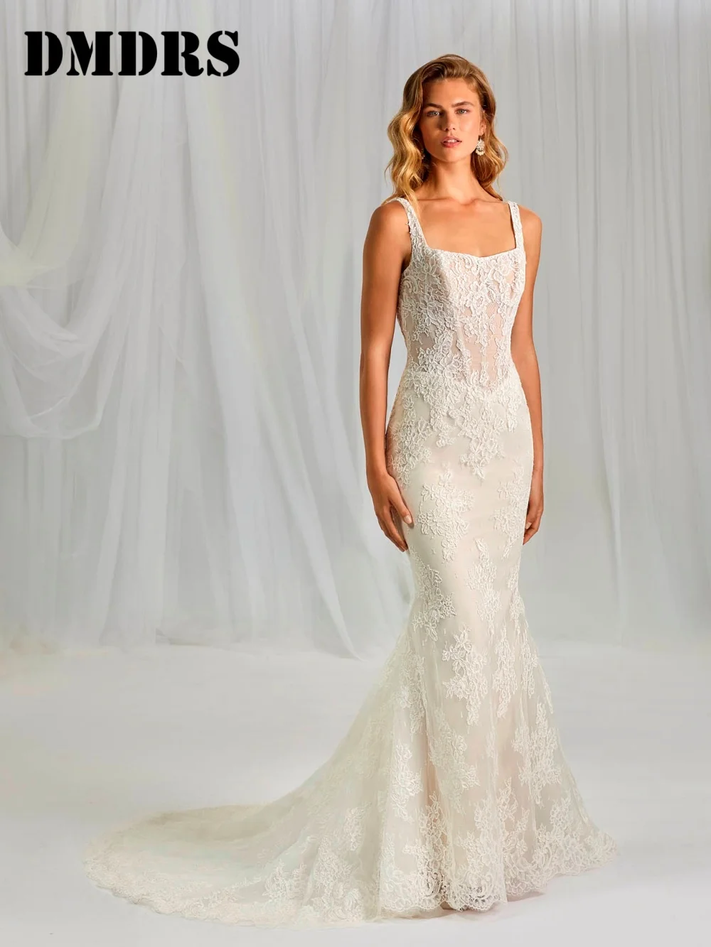 

Charming Spaghetti-Strap Wedding Dresses Elegant Mermaid Bridal Gowns Graceful Sleeveless Floor-Length Wedding Gowns Vestidos De