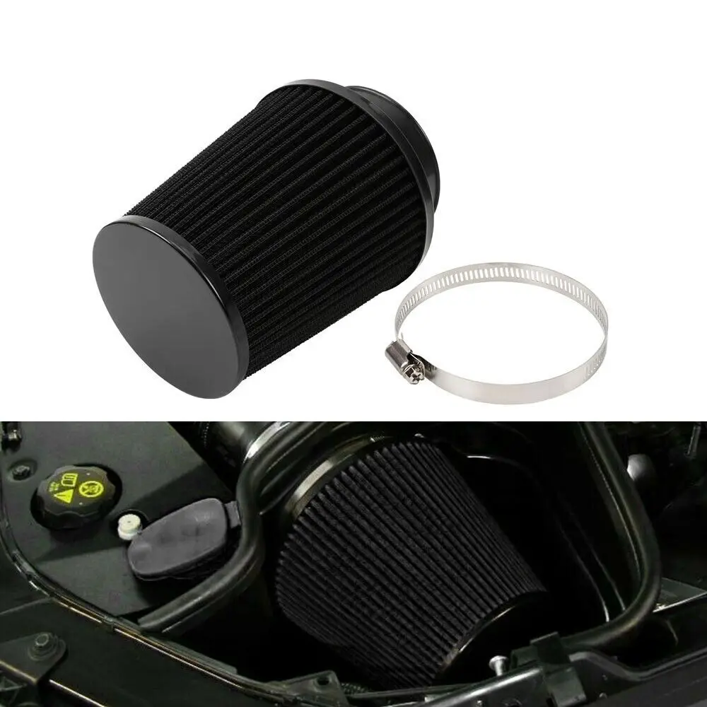 Filtros de aire negros universales de repuesto de filtro cónico de entrada de aire de 3 pulgadas y 76 mm